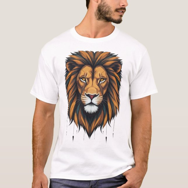 T-shirt Urbaine : Tee - shirts de graffitis Lion géométriq (Devant)