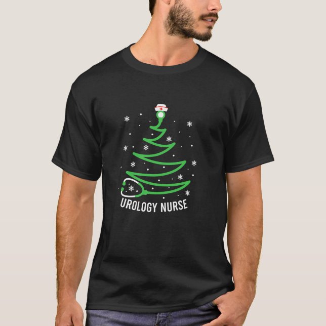 T-shirt Urologie Infirmière sapin de Noël Stethoscope Xmas (Devant)