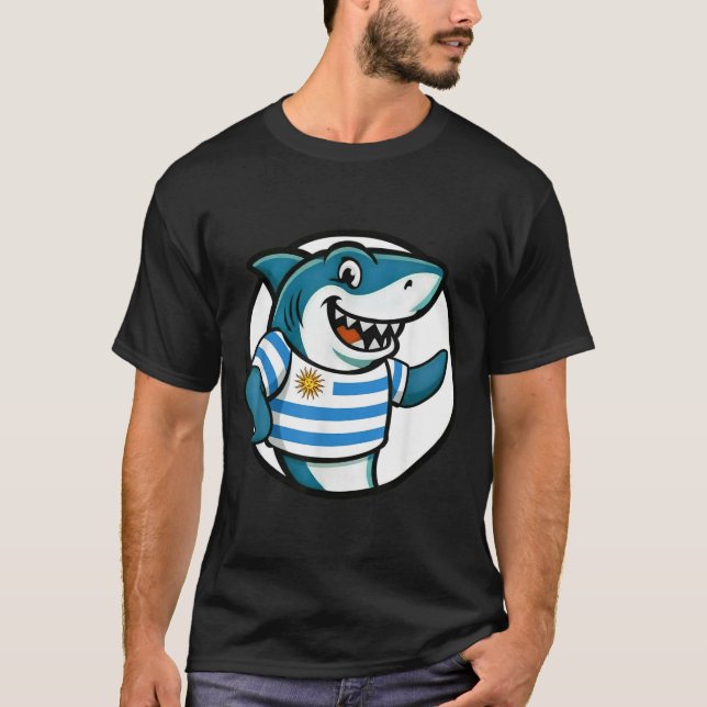 T-shirt Uruguay Flag Shark Funny Uruguayan  (Devant)