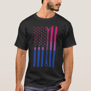 T-shirt Us American Flag Wrench Bisexual Bi Pride Lgbtq Me