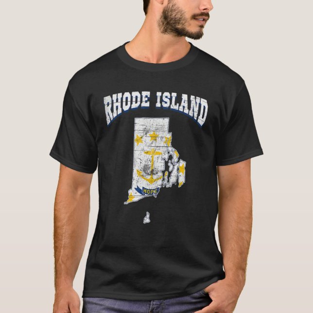 T-shirt US Citizen Proud America State Flag Land Map Rhode (Devant)