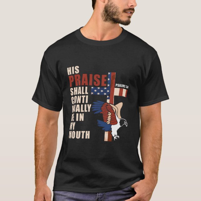 T-shirt Us Drapeau Aigle Croix Chrétienne Bible Patriotiqu (Devant)