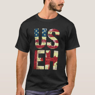 T-shirt Us Eh America Canada Drapeau américain Canadien