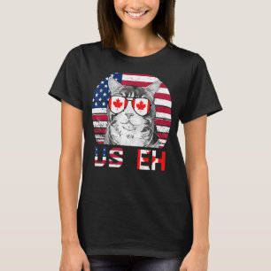 T-shirt Us Eh Cat America Canada Drapeau American Canadian