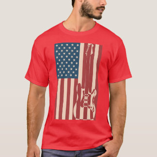 T-shirt Us Flag Patriotic Guitarist Design Distressed Guit