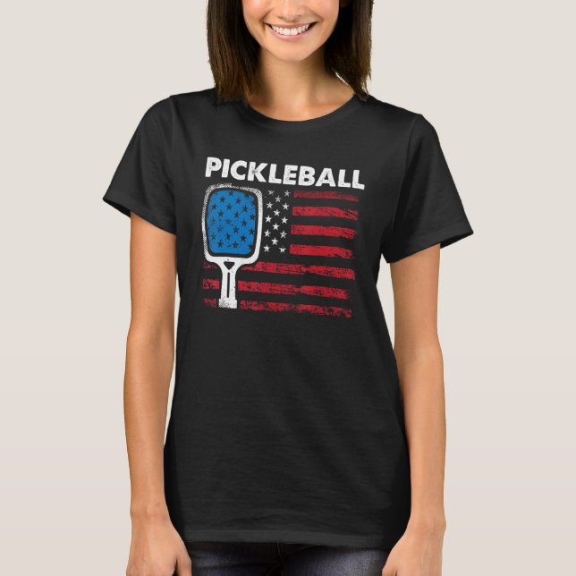 T-shirt US Flag Pickleball Player Paddleball (Devant)
