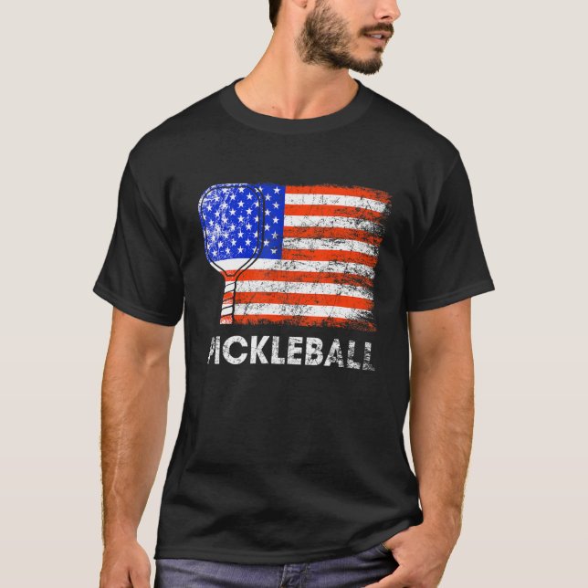 T-shirt US Flag Pickleball Player Paddleball Lover_2 (Devant)