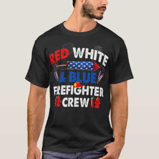T-shirt US Flag Red White & Blue Firefighter Crew 4th of J