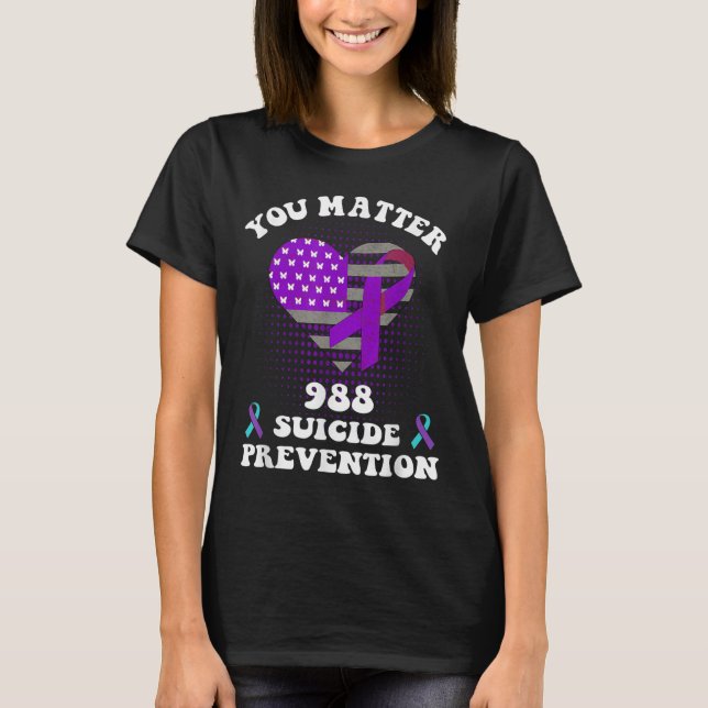 T-shirt Us Flag You 988 Suicide Prevention Awareness Ribbo (Devant)