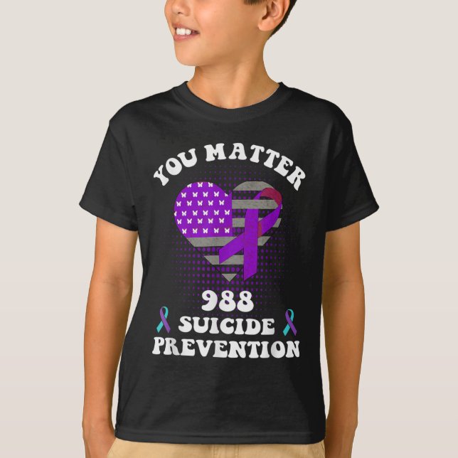 T-shirt Us Flag You 988 Suicide Prevention Awareness Ribbo (Devant)