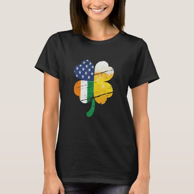 T-shirt US Irish Flag Drinking Beer (Devant)