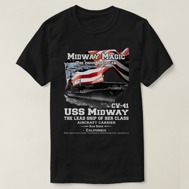 T-shirt US Midway CV41 porte-avions anciens combattants (Design devant)