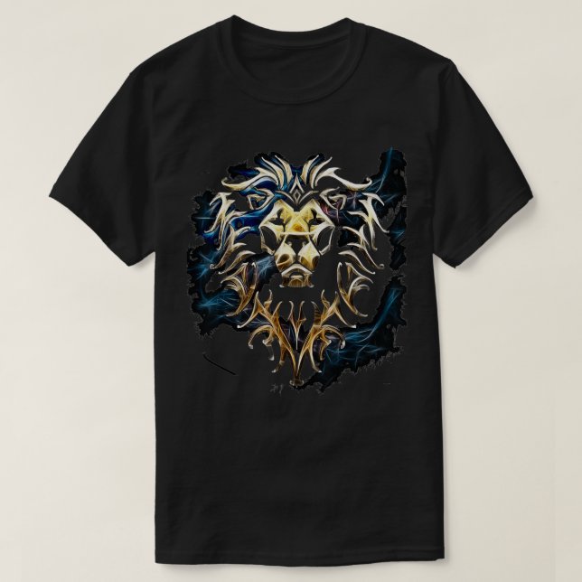 T-shirt US Warcraft +Logo Alliance Saturé 01 Noir  (Design devant)