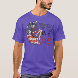 T-shirt USA 4 juillet American Peace Love Squad Stripes 4