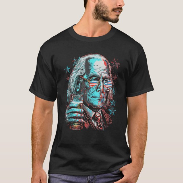 T-shirt USA 4 juillet Ben Drankin Benjamin Franklin Funn (Devant)