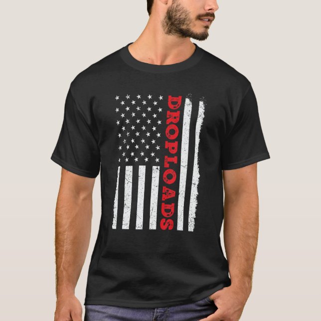 T-shirt USA American Flag Drop Loads Turck Driver Trucker  (Devant)