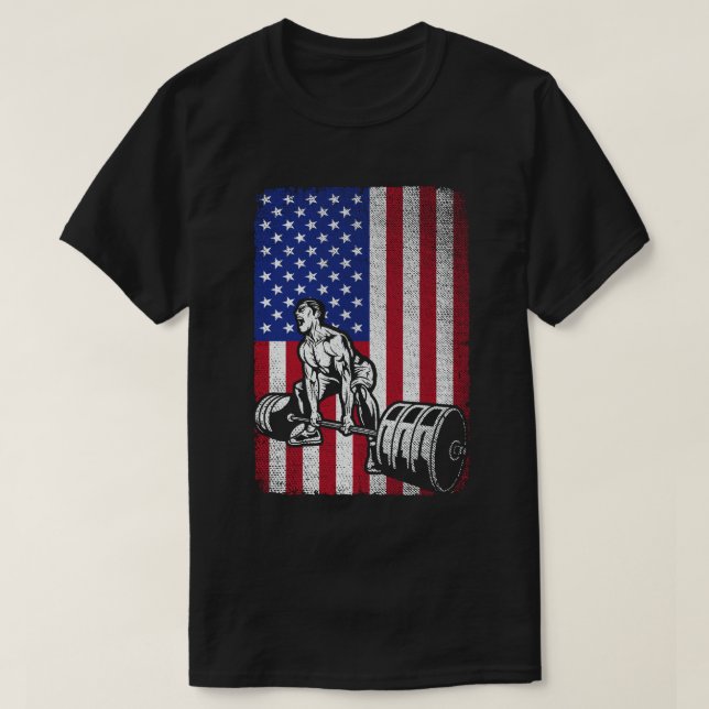 T-shirt USA American Flag haltérophilie (Design devant)