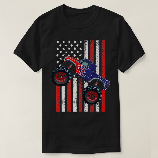 T-shirt USA American Flag Monster Truck 4 juillet Patrio (Design devant)