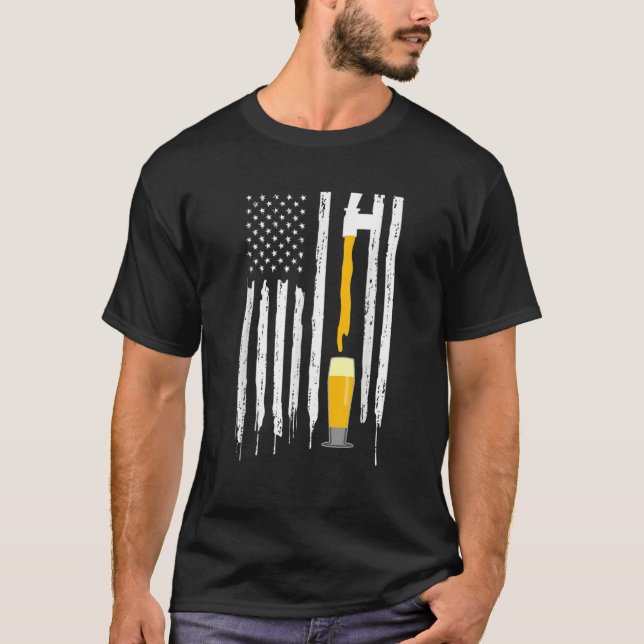 T-shirt USA Amérique Drapeau bière verre alcool (Devant)