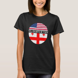 T-shirt USA And Georgia Vintage Flags  Yes I'm Both Of The