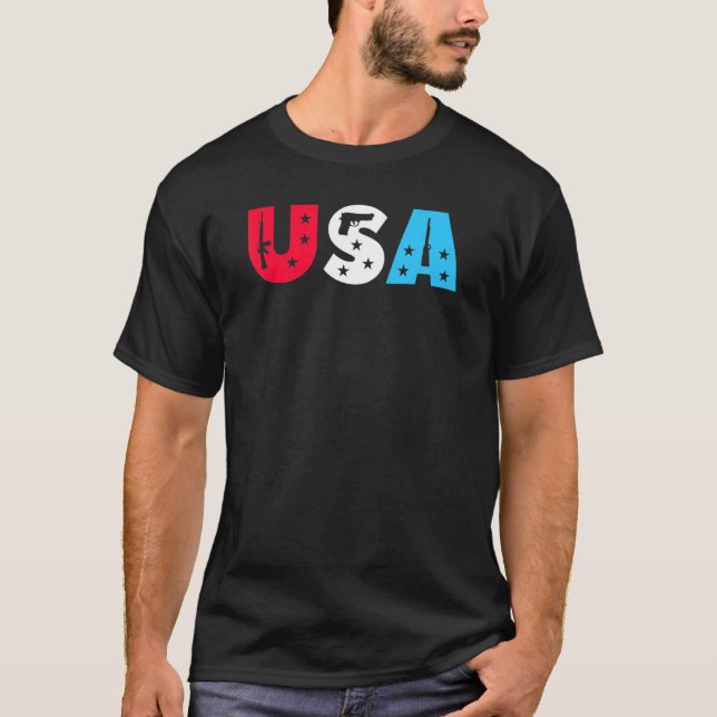 T-shirt Usa Armes Rouge Blanc Et Bleu (Devant)