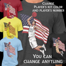 USA Basketball Slam Dunk American Flag Color Art