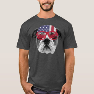 T-shirt USA Bull dog America Bandana Et Lunettes De Soleil