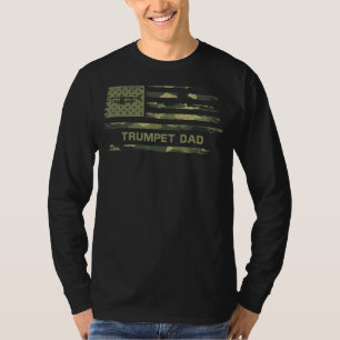 T-shirt Usa Camo Drapeau Trumpet Papa Musicien Trumpeter S