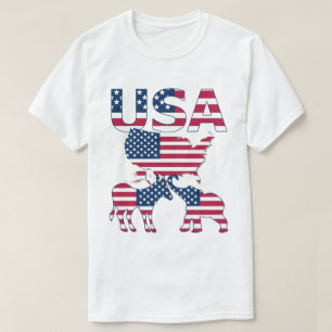 T-shirt USA Carte Donkey Elephant sur le drapeau Élections