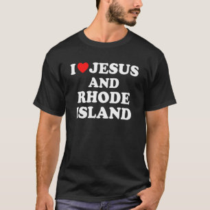 T-shirt Usa Carte Fier Chrétien J'Aime Jésus Et Rhode Est