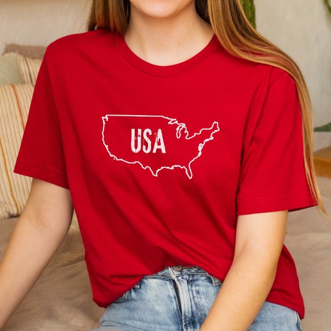 T-shirt USA Country Map America Land US Bordure Forme (Créateur téléchargé)