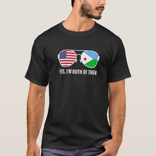 T-shirt Usa Djibouti Drapeau Lunettes de soleil djiboutien (Devant)