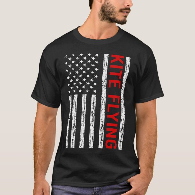 T-shirt USA Drapeau Kite Flying (Devant)