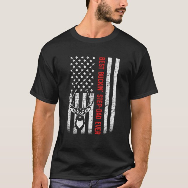 T-shirt USA Drapeau meilleur Buckin' Step-Papa Jamais Chas (Devant)