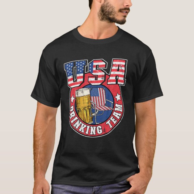 T-shirt USA Drating Team US American Flag 4 juillet Bee (Devant)