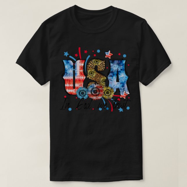 T-shirt USA En Dieu Nous Faisons Confiance 4 juillet - Tou (Design devant)