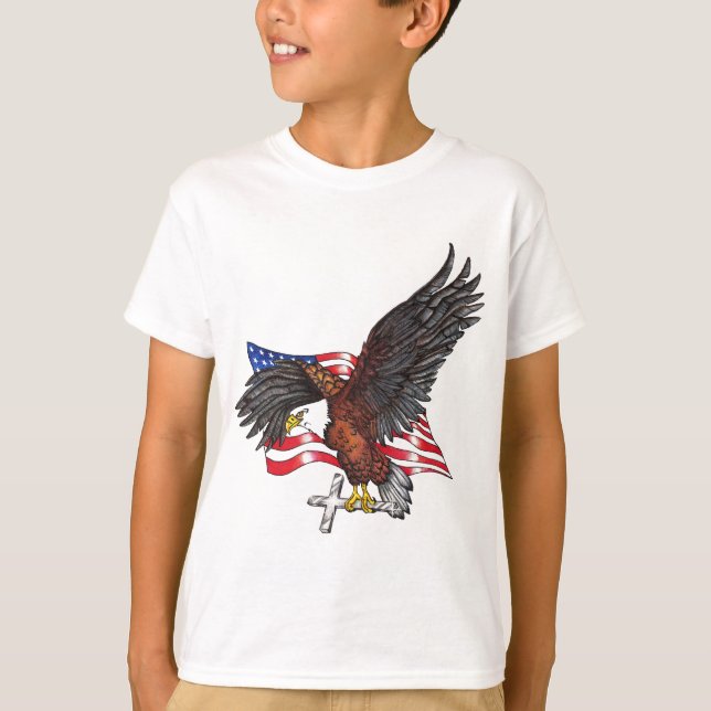 T-shirt USA En Dieu nous faisons confiance à Eagle (Devant)