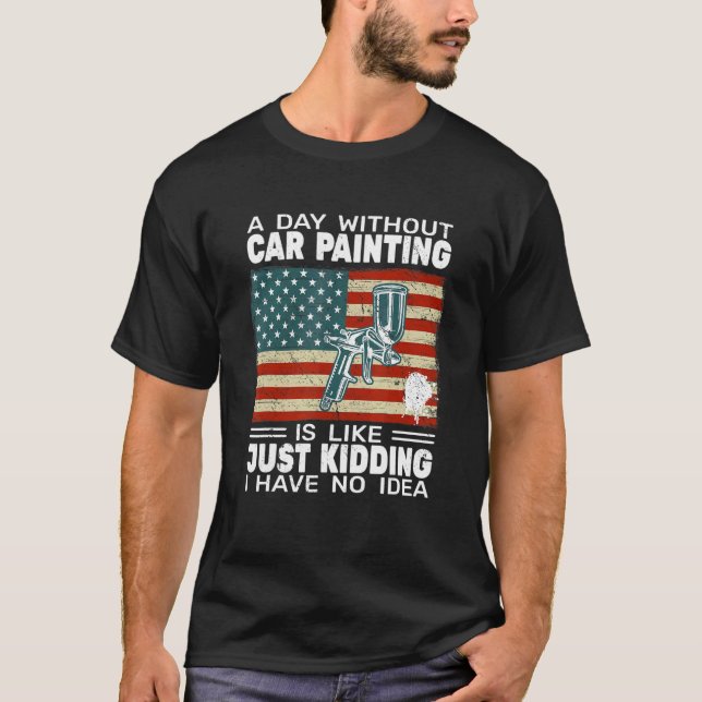 T-shirt USA Flag auto body painter car painter accessories (Devant)