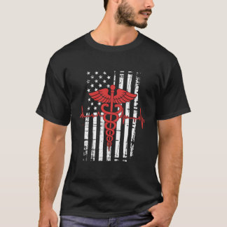 T-shirt USA Flag EMT Nurse Doctor First Responder Gifts Wo