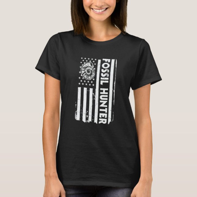 T-shirt USA Flag Fossil Hunter America Fossil Hunting (Devant)