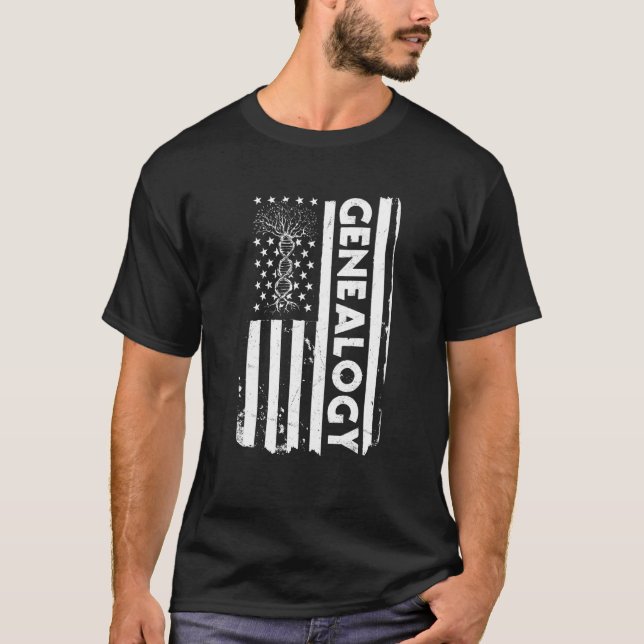 T-shirt USA Flag Genealogy Apparel American Ancestry Ameri (Devant)