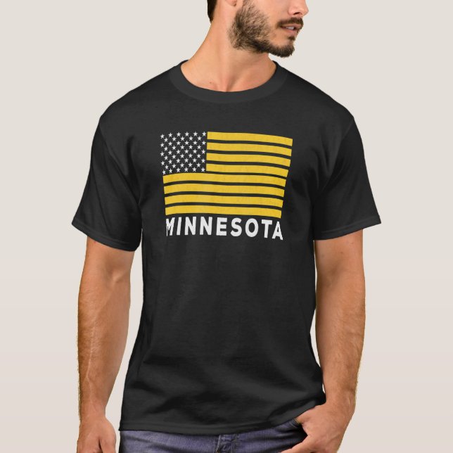T-shirt USA Flag Minnesota Purple & Yellow Minnesota Ameri (Devant)