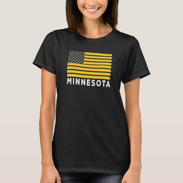 T-shirt USA Flag Minnesota Purple & Yellow Minnesota Ameri (Devant)