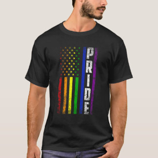 T-shirt USA Flag Rainbow 4th Of July LGBTQ Gay Pride Month
