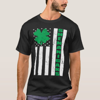 T-shirt USA Flag Shenanigans Saint Patricks Day Shamrock