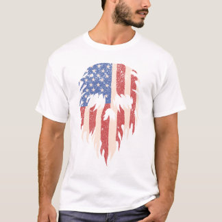 T-shirt USA Flag Skull Beard | Distressed Patriotic Design