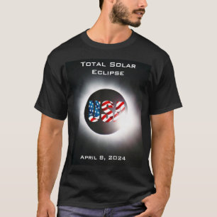 T-shirt USA FLAG Total éclipse solaire 8 avril 2024