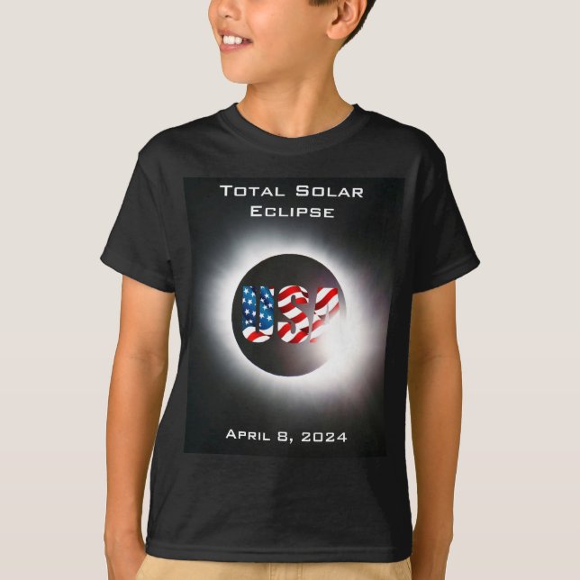 T-shirt USA FLAG Total éclipse solaire 8 avril 2024 (Devant)