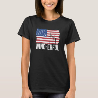 T-shirt USA Flagge Amerika Fahen Wind Erful Wind Turbine E