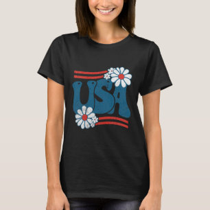T-shirt Usa Flower Patriotique 4 juillet Super Américain F